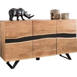 Wohnling Sideboard Satara WL5.194, Akazie, Mit Türen, Maße: 148 X 85cm, Massivholz